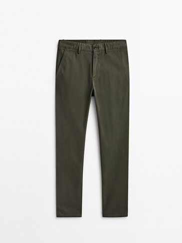 Slim fit micro textured weave chinos