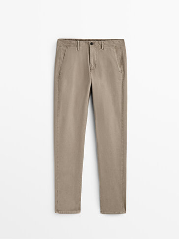 Tapered fit textured chino trousers