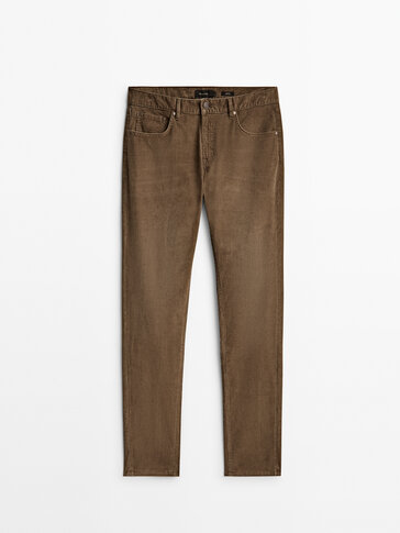 Manšestrové kalhoty džínového stylu slim fit