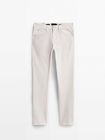 Spodnie o kroju slim z tkaniny strukturalnej w stylu jeansowym