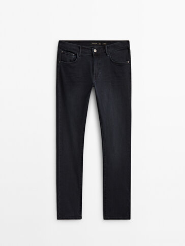 Slim fit modro-čierne džínsy