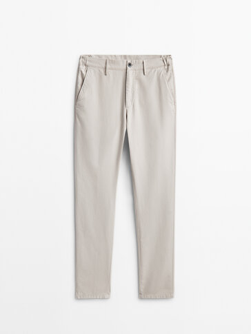 Slim-fit moleskin twill trousers