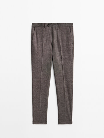 Pantaloni da completo grigi 100% lana