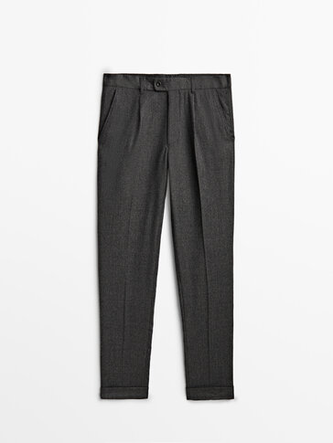 Pantaloni eleganți din flanelă de lână lavabilă