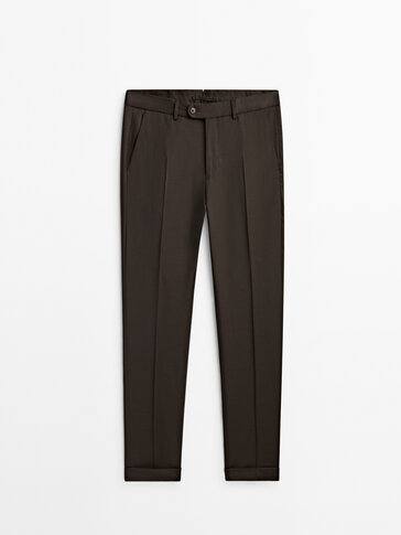 Smart textured wool blend trousers