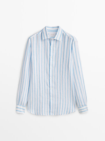 Massimo Dutti Dopinany ko\u0142nierzyk koszulowy Wz\u00f3r w paski W stylu casual Moda Bluzki Doczepiane kołnierzyki koszuli 