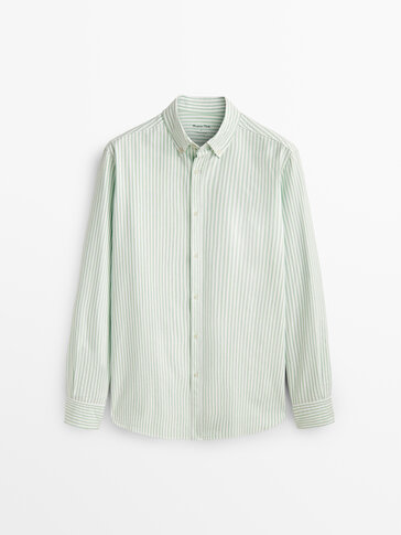 Regular fit cotton striped Oxford shirt