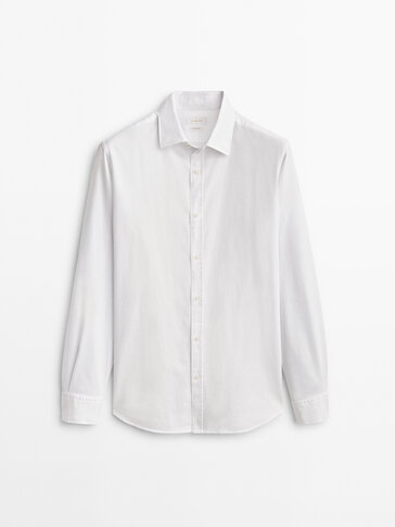 Текстурирана риза със стандартна кройка от 100% памук