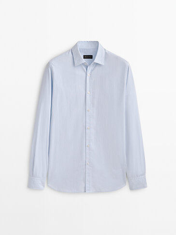 Premium памучна кошула на риги со слим крој
