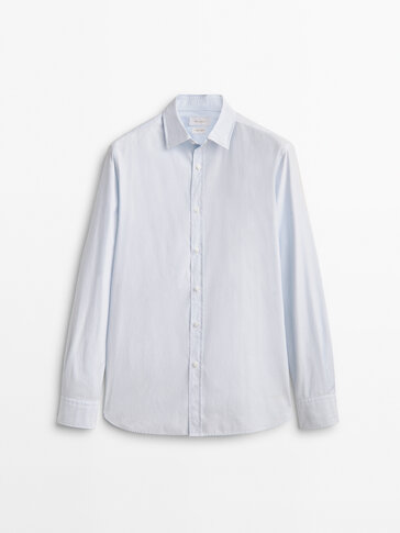 Сина ситно карирана кошула со слим крој
