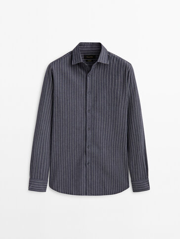 Slim-fit cotton pinstripe shirt