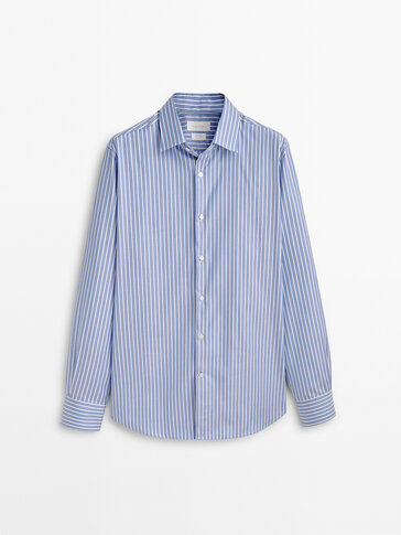 Easy iron slim fit pinpoint striped shirt