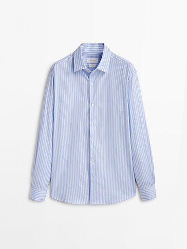 Pinpoint-stripete skjorte laget i easy-iron-stoff – slim-fit
