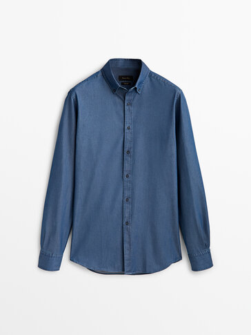 Massimo Dutti Hemd Rabatt 93 % HERREN Hemden & T-Shirts Jean Blau 38 