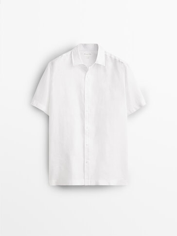 Klasikiniai lininiai marškiniai trumpomis rankovėmis