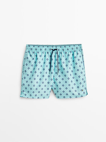 Contrast print swimming trunks