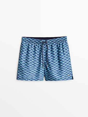 Printed blue swimming trunks