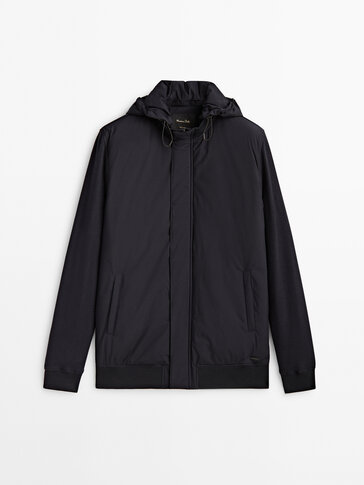 Contrast hooded technical jacket