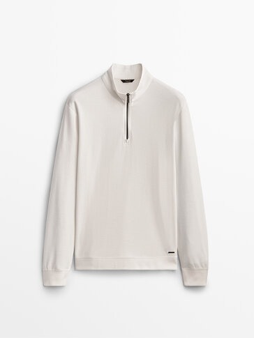 Long sleeve zip-up polo shirt