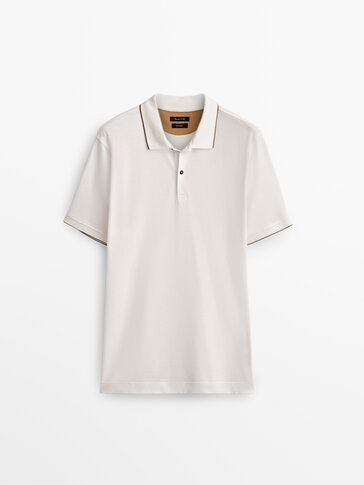 Комбінована бавовняна сорочка-поло з короткими рукавами