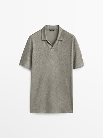 100% linen short sleeve Polo shirt