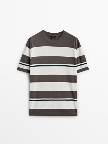 Knit cotton t-shirt with stripes