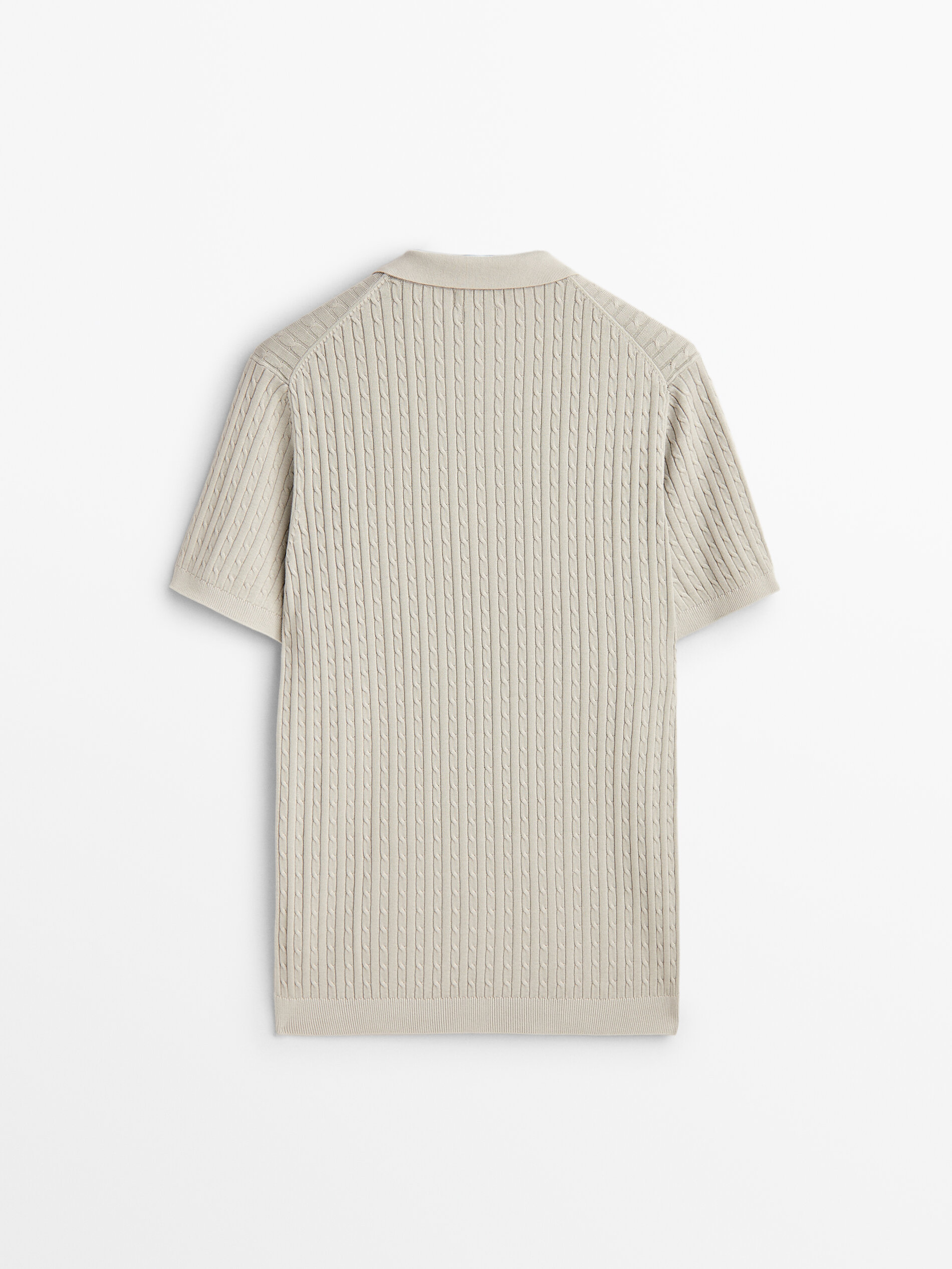 Massimo Dutti - Short sleeve cable-knit polo sweater
