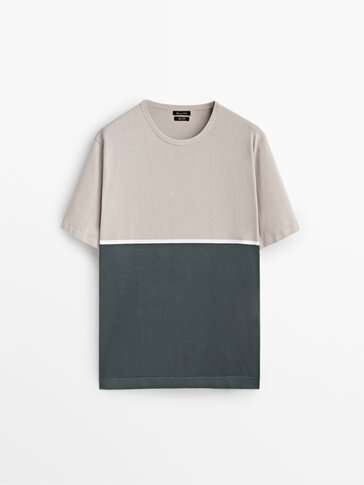 T-shirt com color block em algodão