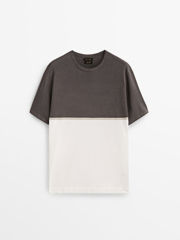 Cotton colour block knit T-shirt