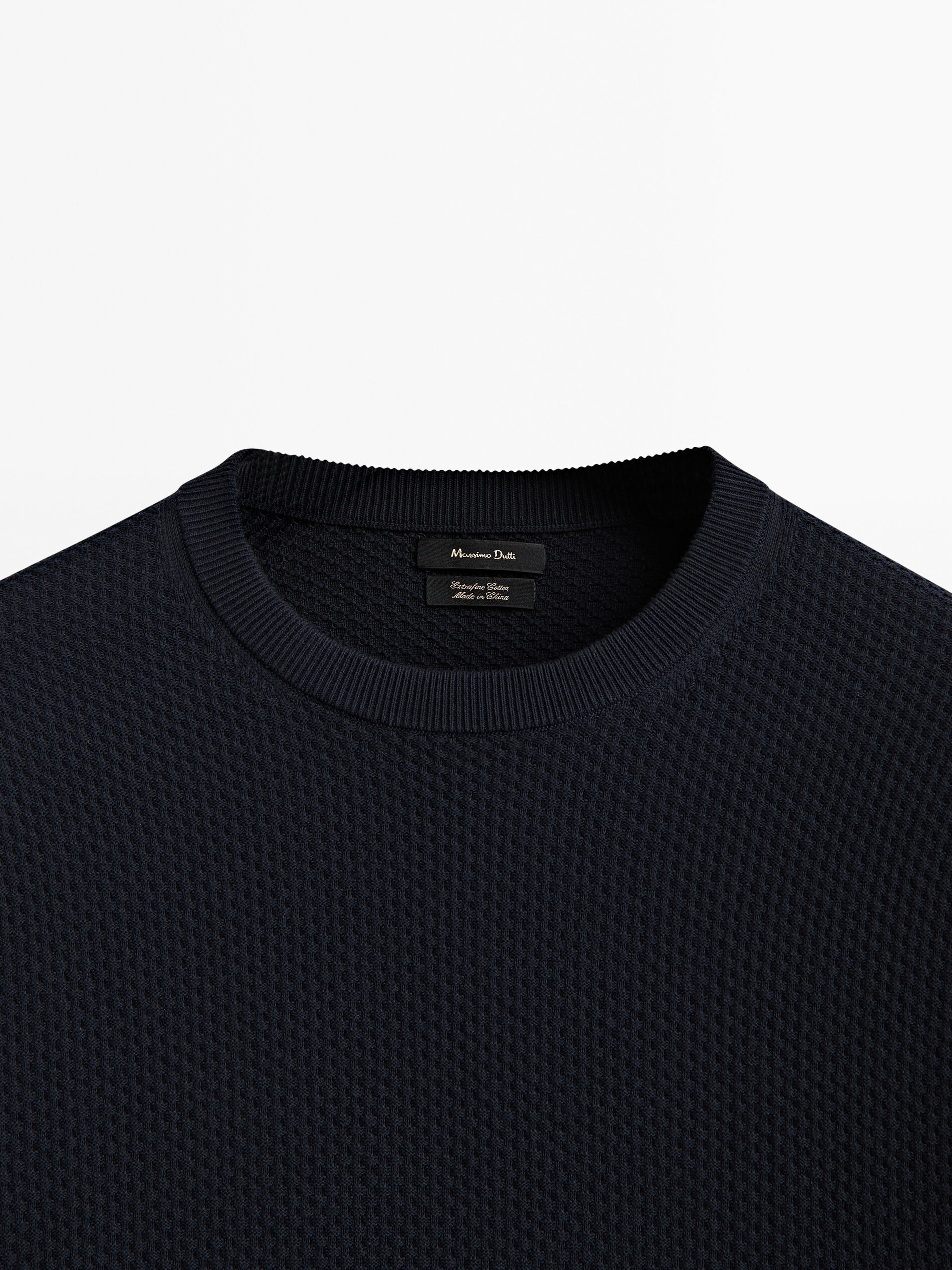 Massimo Dutti - Textured knit crew neck sweater