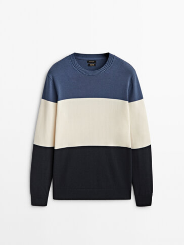 Džemper u blokovima boja s okruglim izrezom