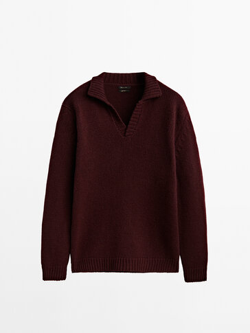 Пуловер с яка с шлиц и примес на вълна, Limited Edition