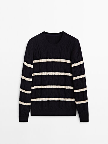 Bawełniano-wełniany sweter w paski