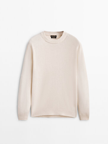 Wool and cashmere blend round neck sweater