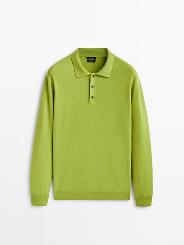 Wool and cashmere blend polo sweater