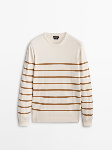 Плетен џемпер со дезен со широки пруги