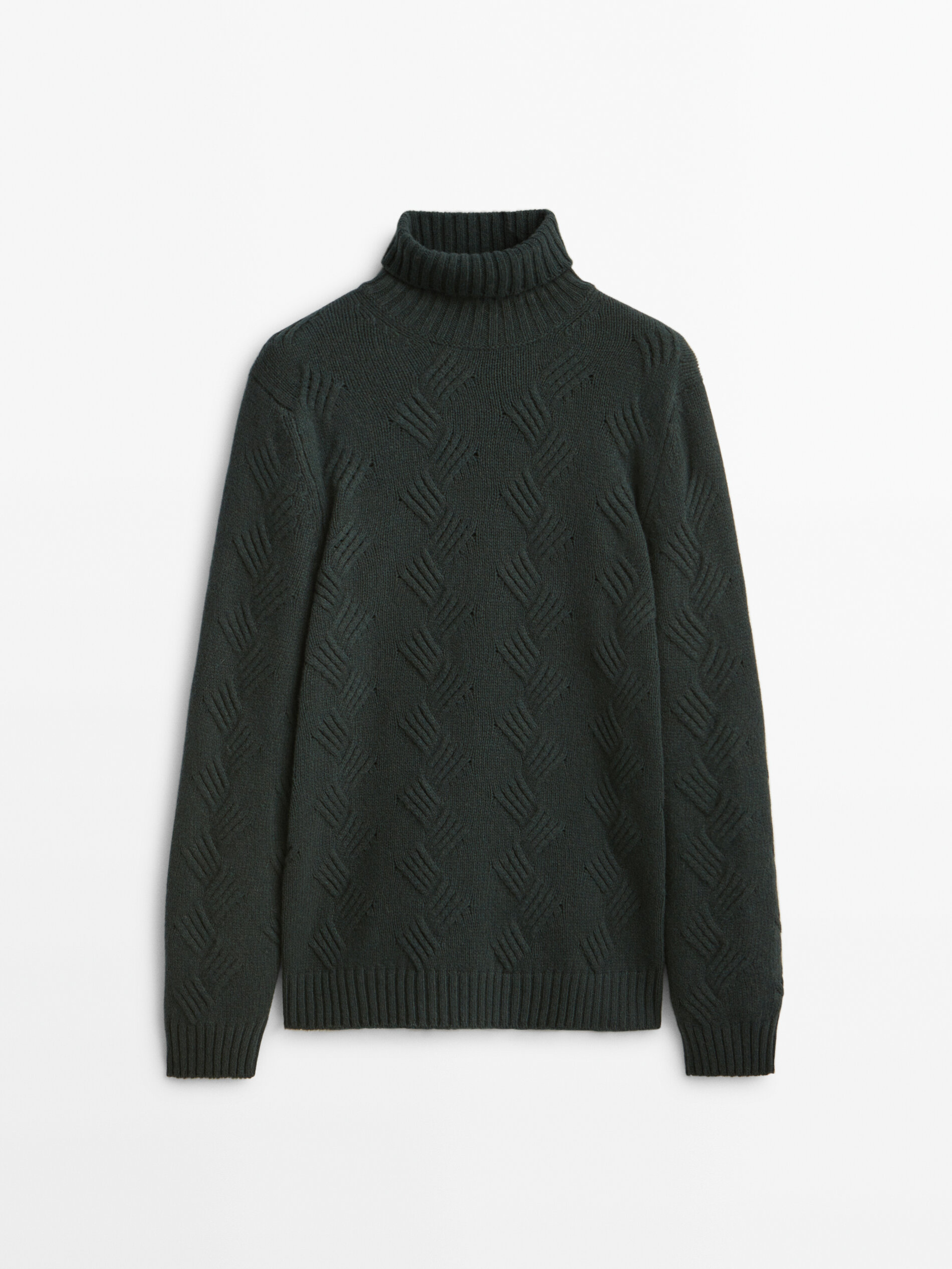 Massimo Dutti High Neck Sweater With Oblique Knit Detail - Big Apple Buddy