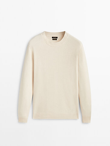 Wool and cashmere blend round neck sweater