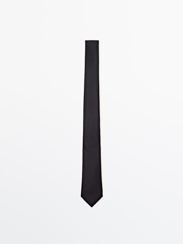 Μονόχρωμη φανελένια γραβάτα από μείγμα μαλλιού