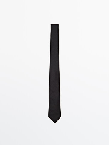 Μονόχρωμη φανελένια γραβάτα από μείγμα μαλλιού