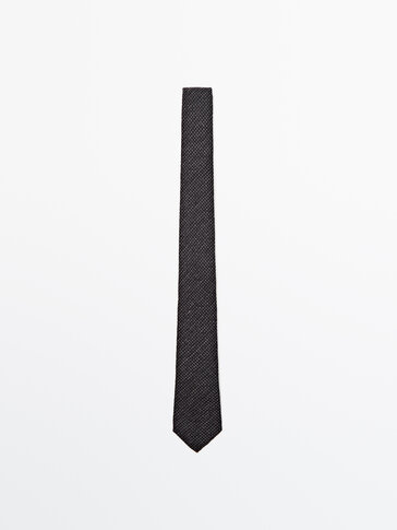 ربطة عنق من الفلانيلة والصوف المخلوط بارز الملمس