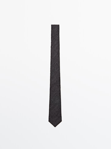Herringbone wool blend flannel tie