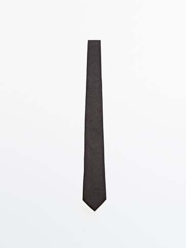 Tekstūrinis šilko ir medvilnės kaklaraištis