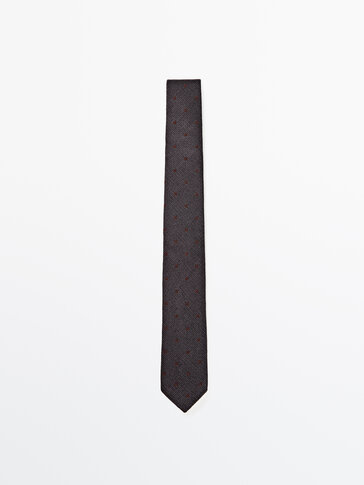 Bodkovaná kravata z bavlny a hodvábu
