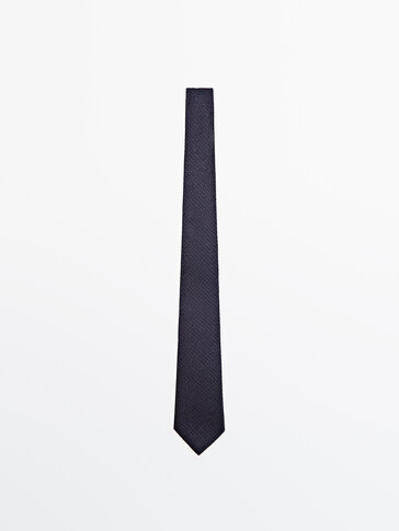 Cravate texturée coton soie