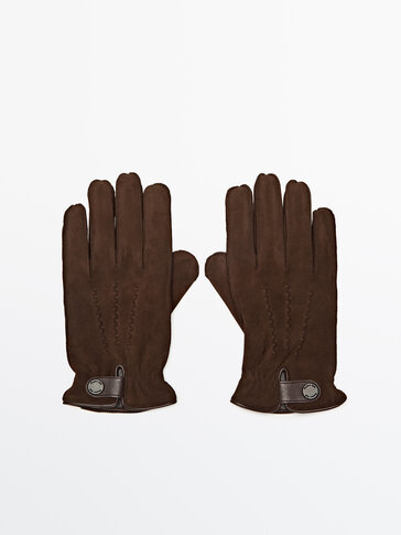 Handschuhe aus Wildleder mit Knopf