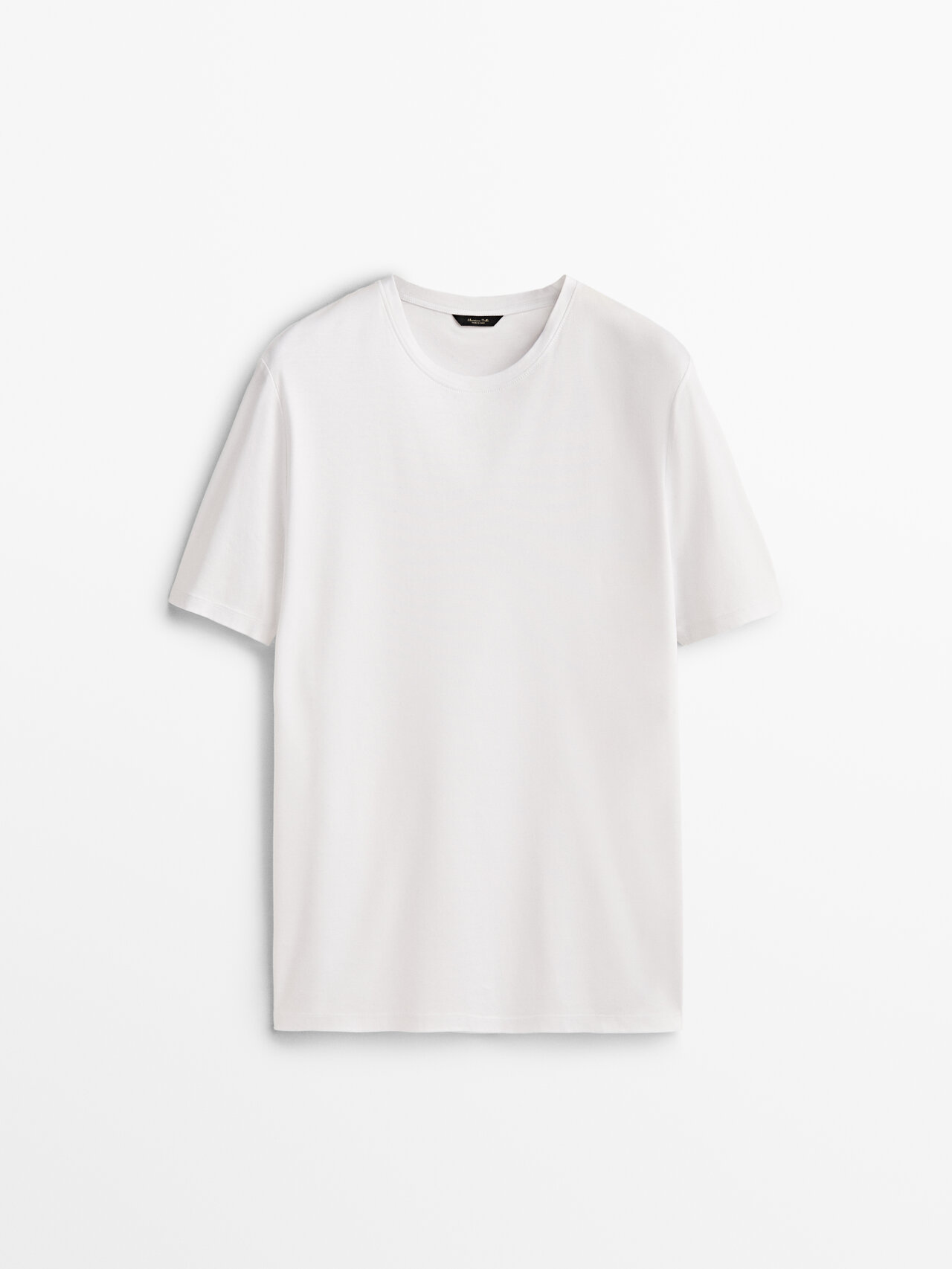 Massimo Dutti Short Sleeve Mercerised Cotton T-shirt In White