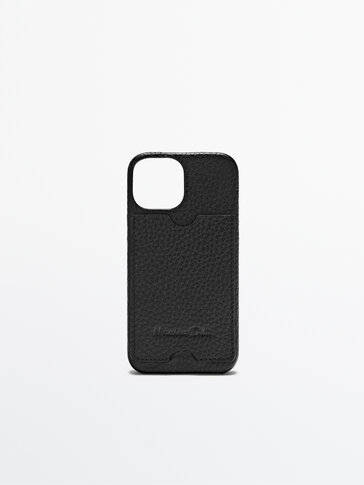 Tumbled leather iPhone 13 Mini case with card slot