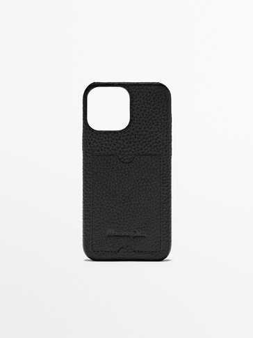 Tumbled leather iPhone 13 Pro Max case with card slot