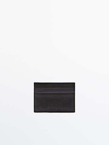 Контрастный кожаный кошелек для карточек с тиснением